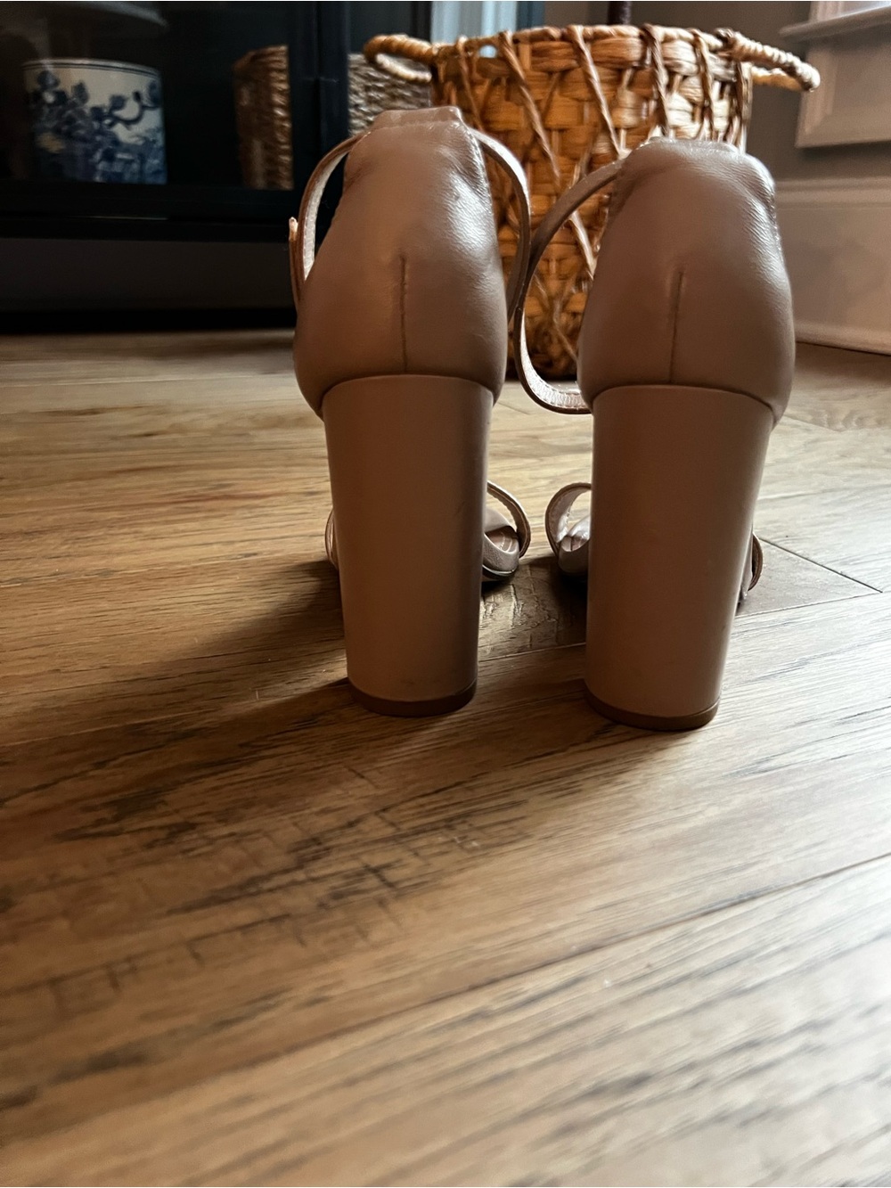Steve Madden Beige Nude Ankle-Strap Block Heels - Picture 6 of 8